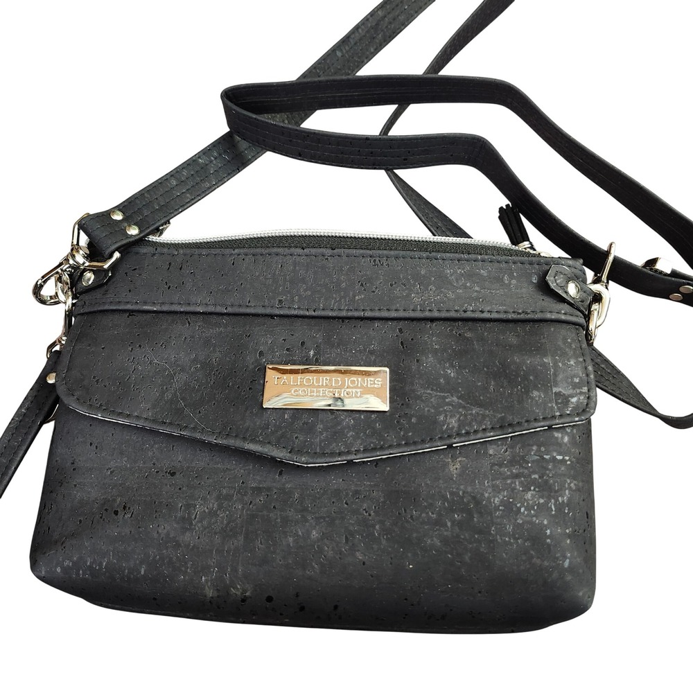 Talfourd Jones Collection Black Cork Crossbody Bag Polka Dot Lining‎ Sustainable